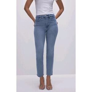 Good American Good Straight Split Pockets High-Rise Blue449 | 6/28 Booty Shaping